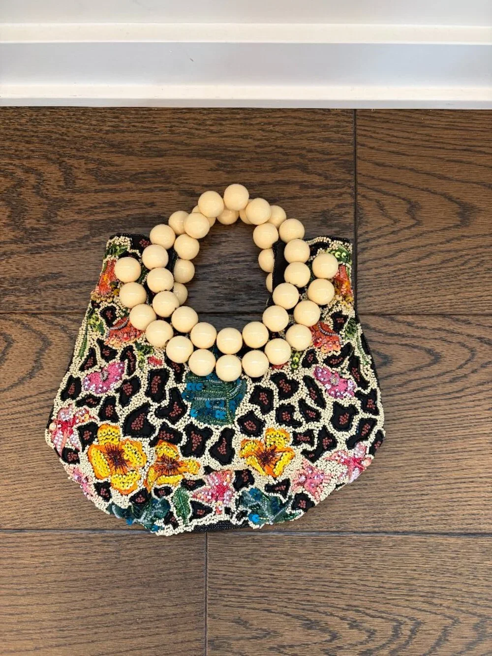 Wood Bead Top Handle Purse by Anthropologie - NWOT - SAMPLE BAG